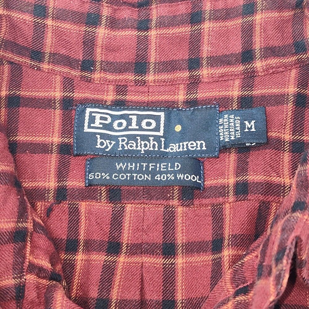 Polo Ralph Lauren Shirt Men's Sz Medium Whitfield Wool Blend Plaid‎ Button Up - Picture 5 of 5